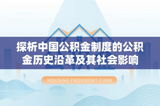迭部探析中国公积金制度的公积金历史沿革及其社会影响