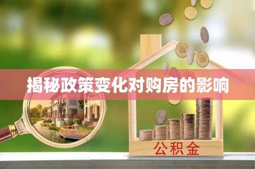 迭部揭秘政策变化对购房的影响